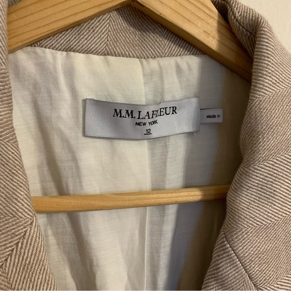 M.M. LaFleur The O'Hara Wool Herringbone Blazer in Ivory Biscuit, Size 12 - Picture 8 of 14